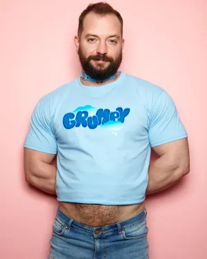 Grumpy on blue - mens cropped tee / crop top