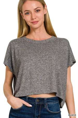 Soft Short Sleeve Round Neck Cropped Top