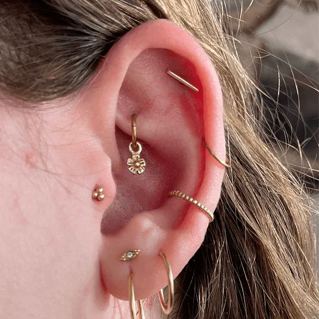 14K Gold Woven Conch Earring 16G 3/8'' Daith Earring