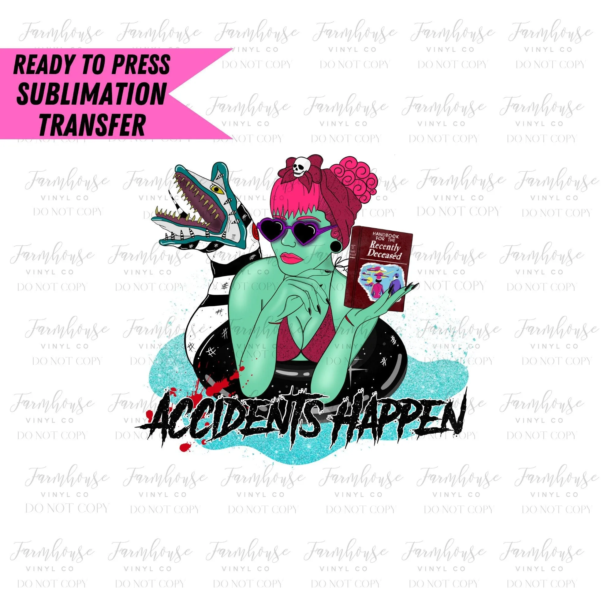 Accidents Happen, Ready To Press, Sublimation Transfers, Halloween Lover Sub, Sublimation, Beetlejuice Ghost with the Most Transfer