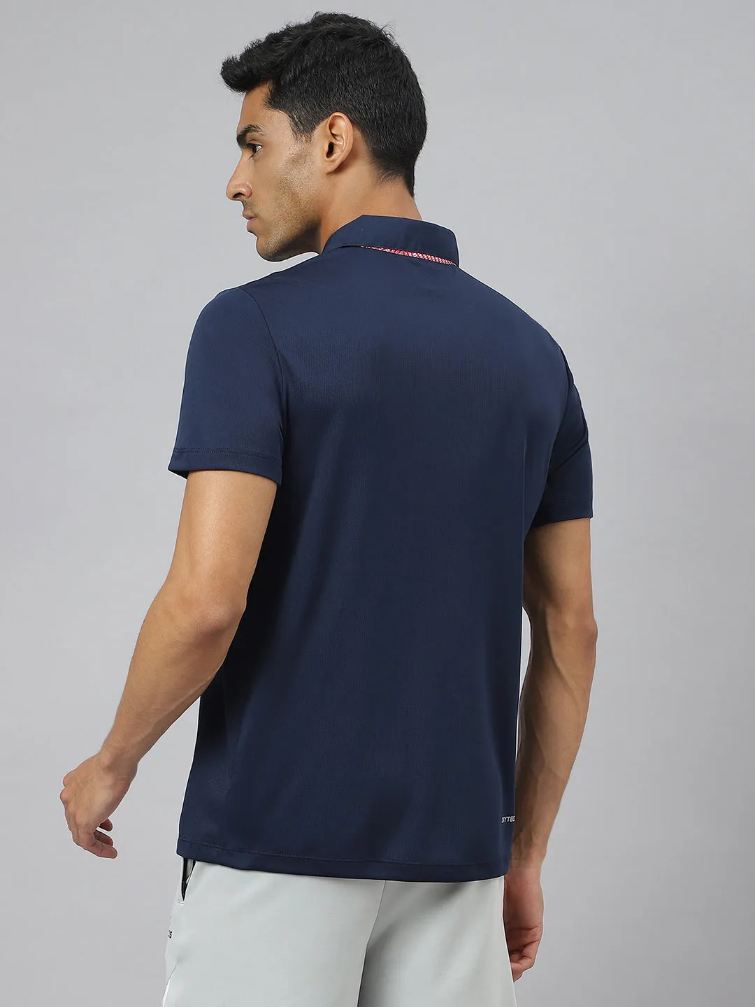 Alcis Men Navy Train-Tech Anti-Static Slim-Fit Training Polo T-Shirt