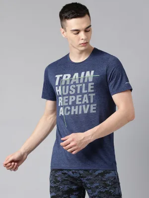 Alcis Men's Blue & Black Anti-Static Drytech  Slim-Fit Training Tee