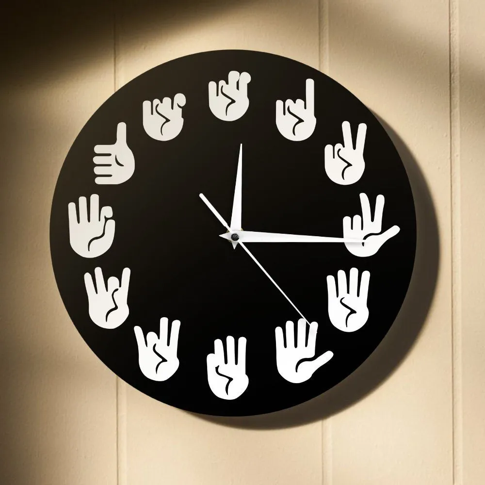 American Sign Language Wall Clock ASL Gesture Modern Clock Watch Equivalents Of The Hours Made Exclusively For The Deaf-mute