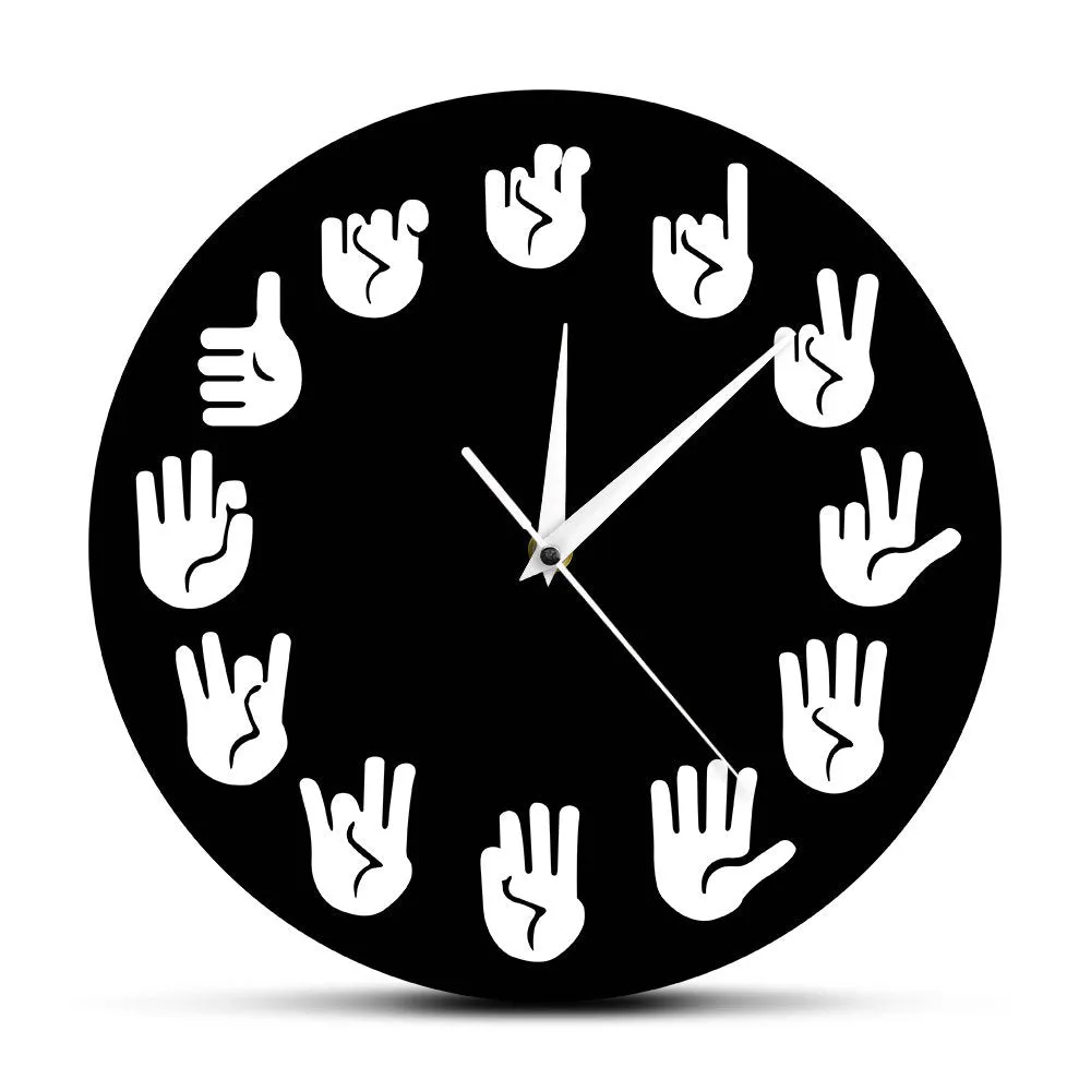 American Sign Language Wall Clock ASL Gesture Modern Clock Watch Equivalents Of The Hours Made Exclusively For The Deaf-mute