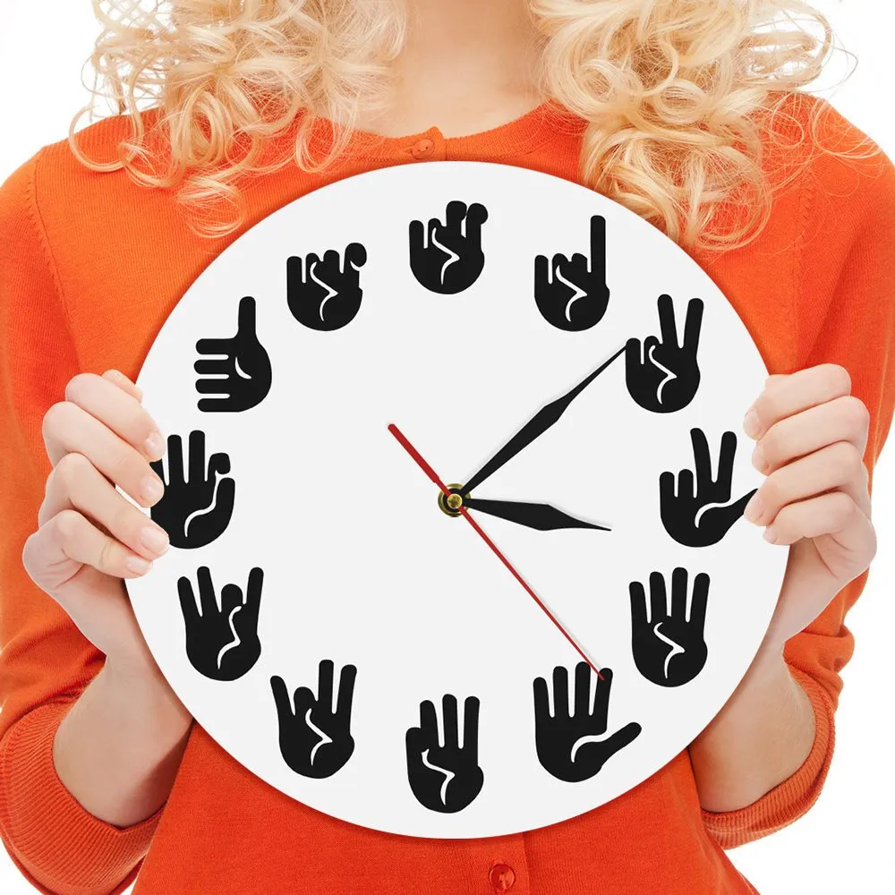 American Sign Language Wall Clock ASL Gesture Modern Clock Watch Equivalents Of The Hours Made Exclusively For The Deaf-mute