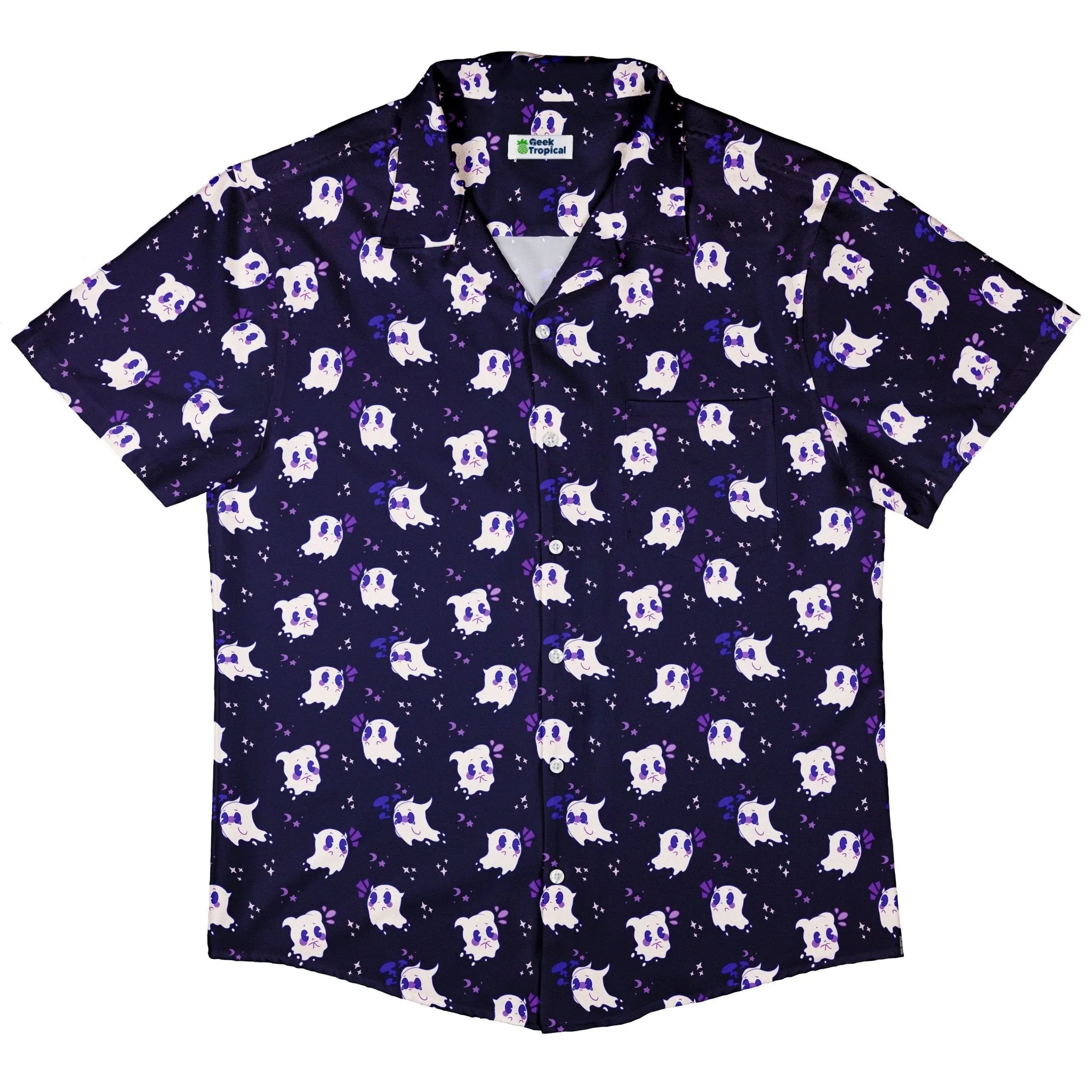 Anxious Ghosts Purple Button Up Shirt