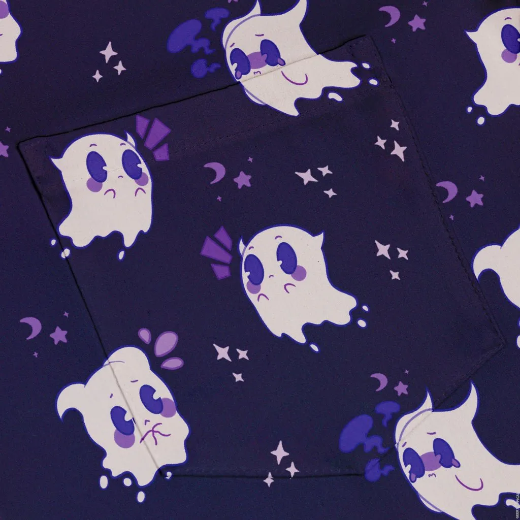 Anxious Ghosts Purple Button Up Shirt