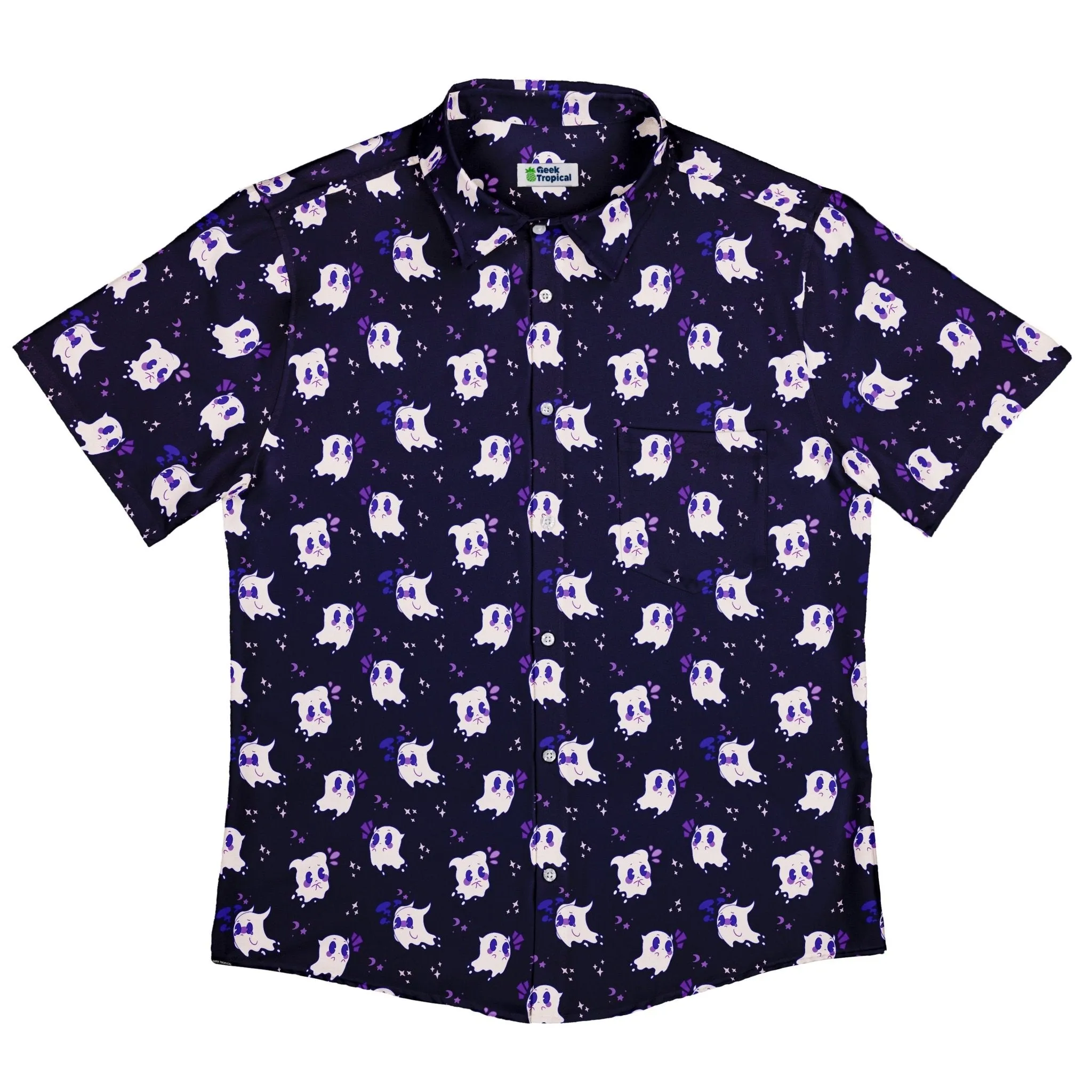 Anxious Ghosts Purple Button Up Shirt