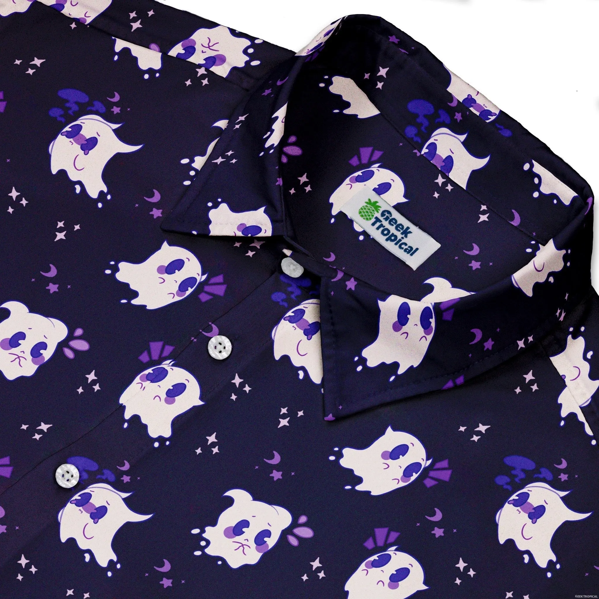 Anxious Ghosts Purple Button Up Shirt