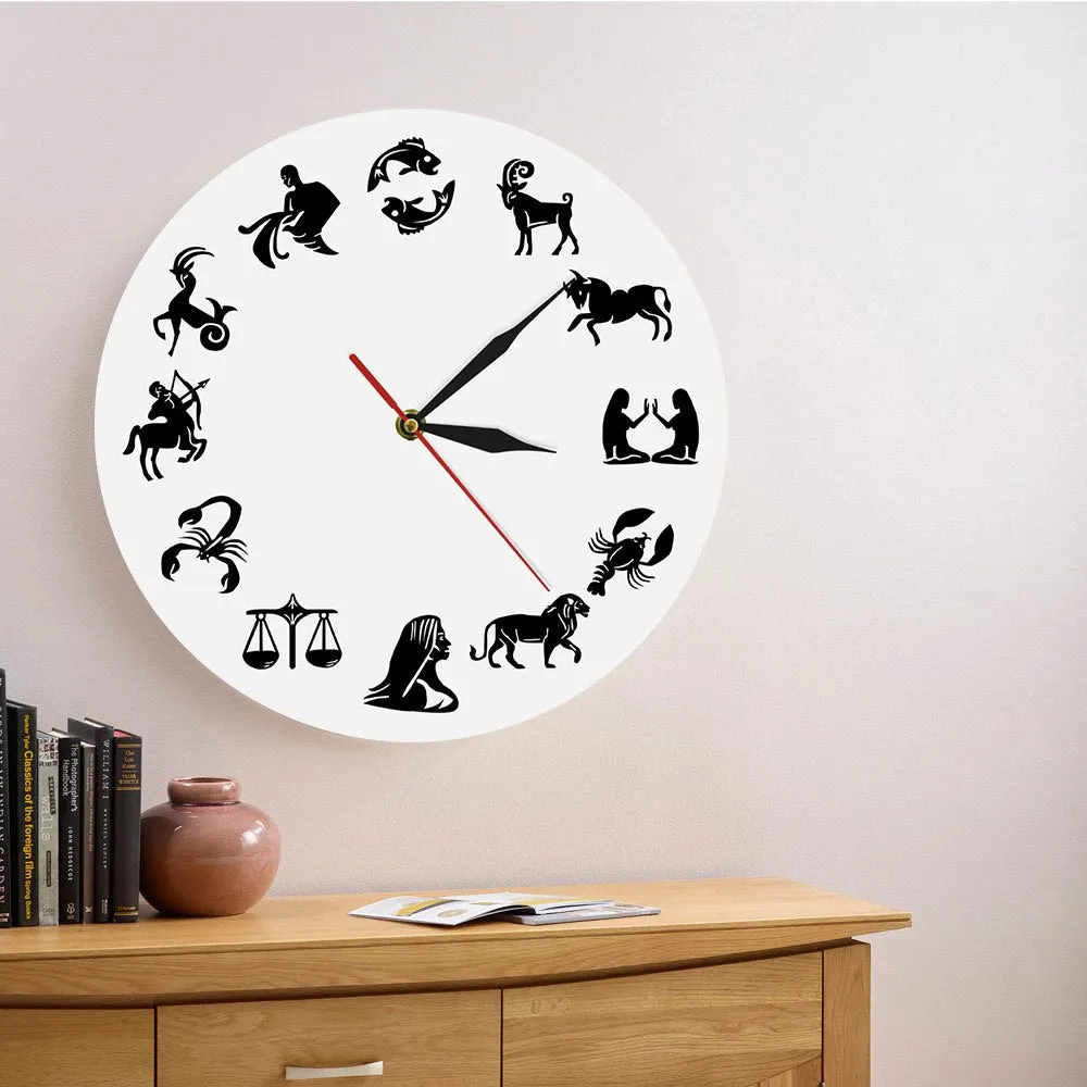 Astrology Art Wall Clock Star Signs Bedroom Nuesery Wall Decor Modern Wall Clock Zodiac Sign Wall Watch Clock Gift