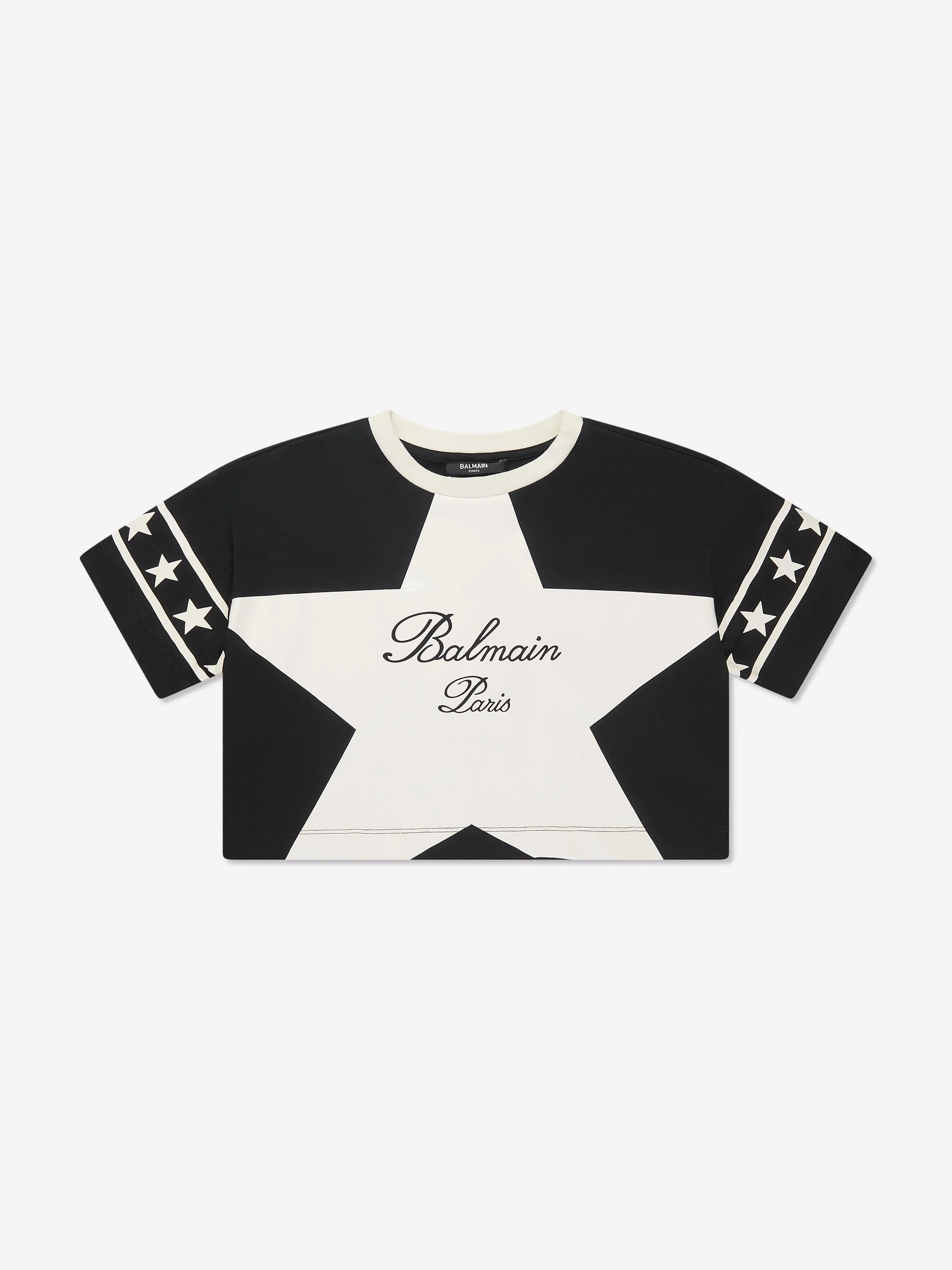 Balmain Girls Star Logo T-Shirt in Black