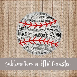 Baseball, Word Art - Sublimation or HTV Transfer