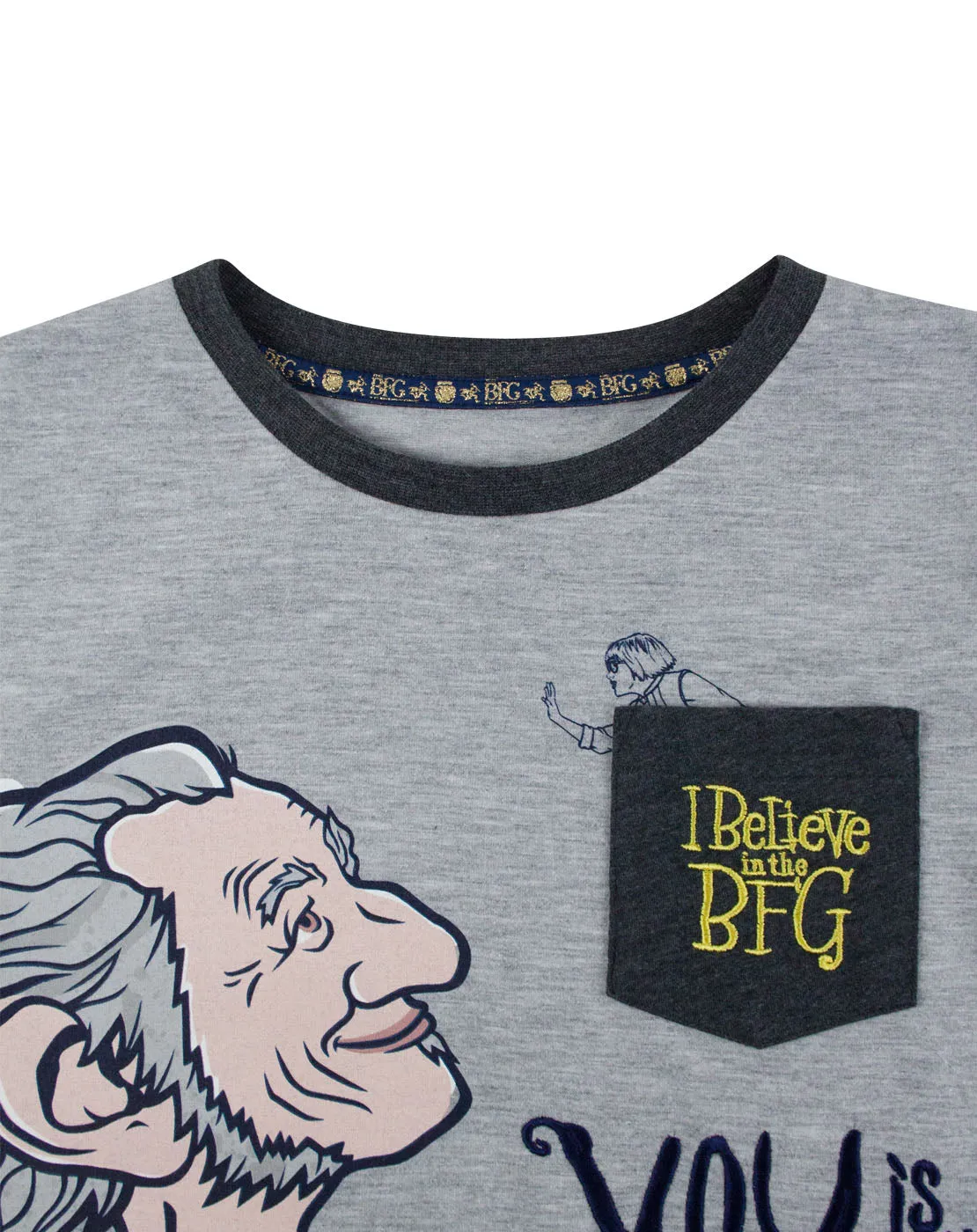 BFG I Believe Pocket Characters Grey Boy's Pyjamas