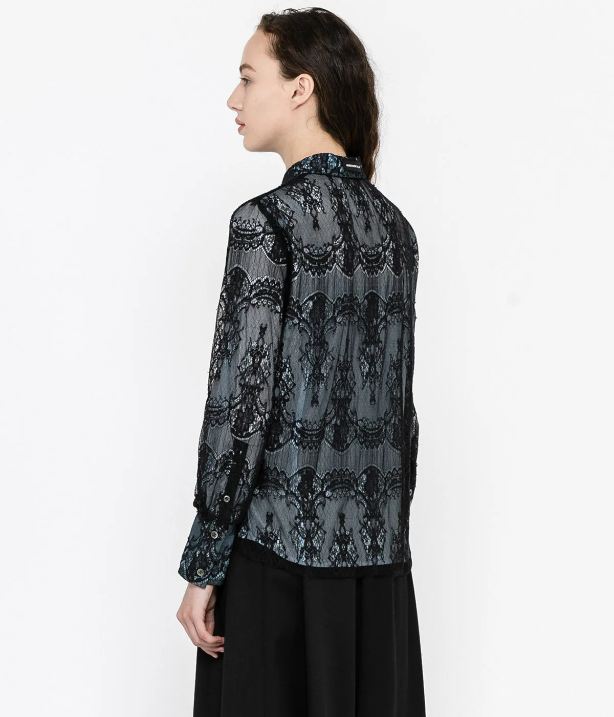 Black Reversible Lace Shirt