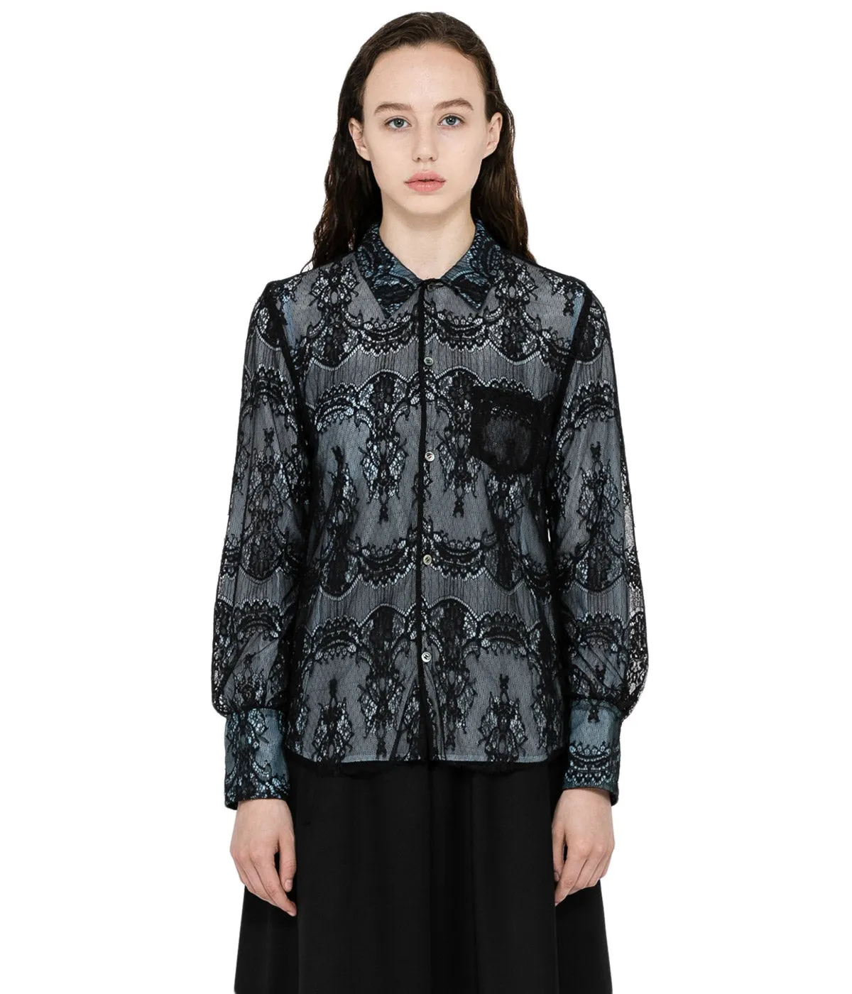 Black Reversible Lace Shirt