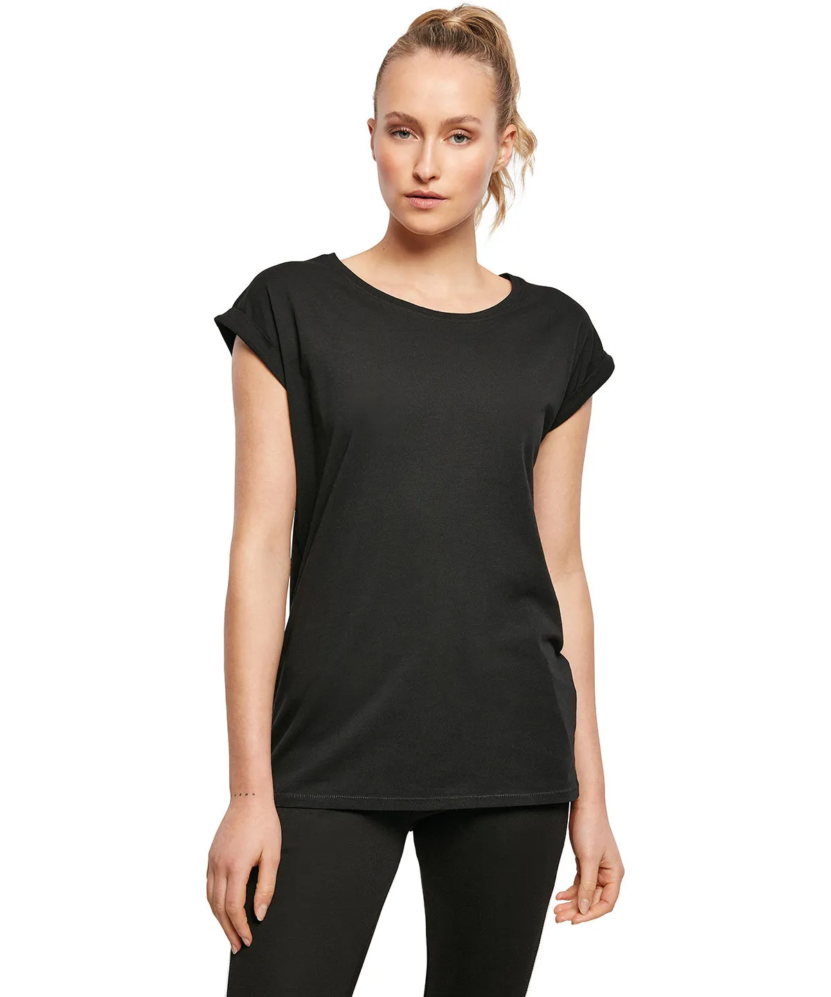 Black - Women's organic extended shoulder tee