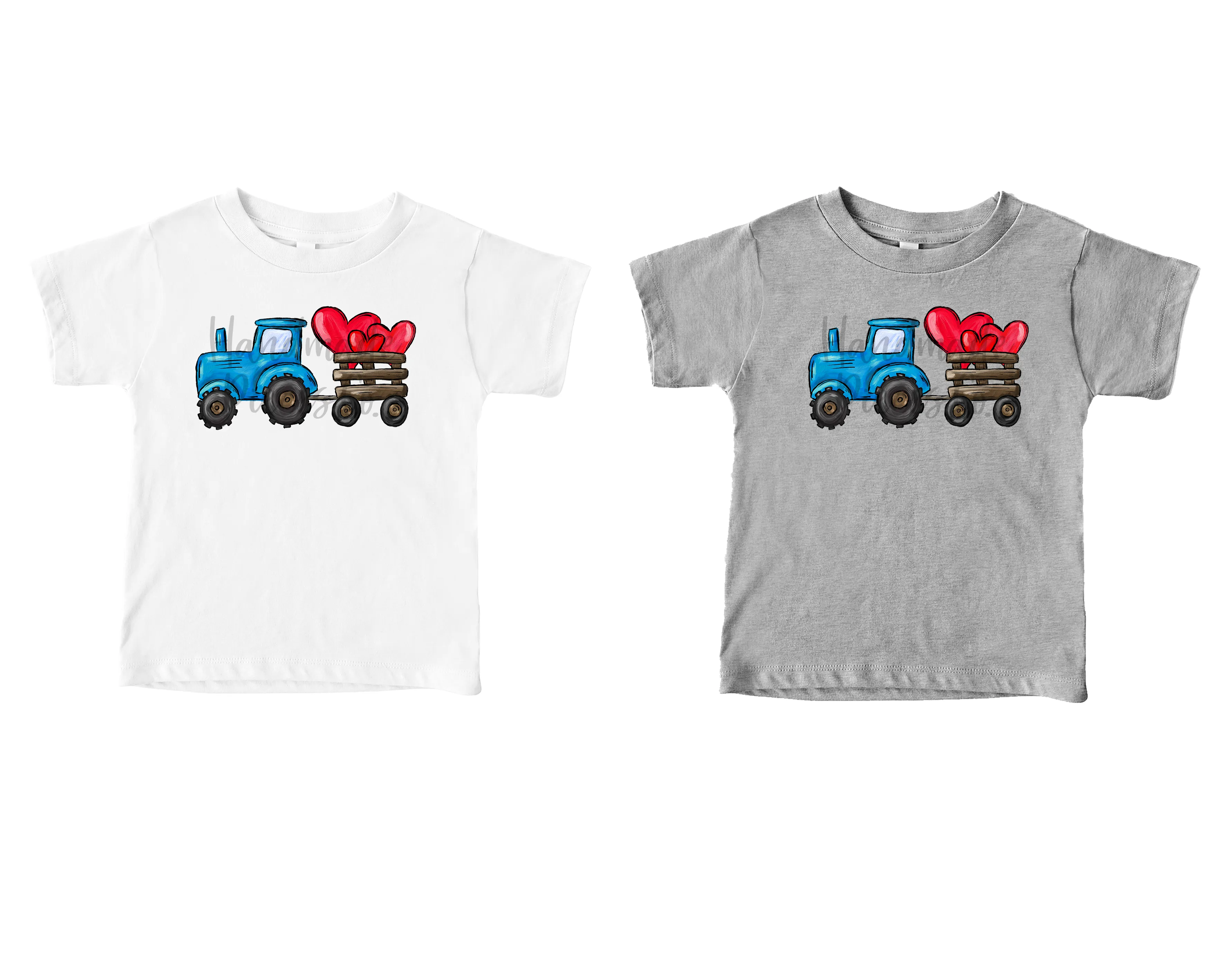 Blue Tractor with Hearts - Sublimation or HTV Transfer