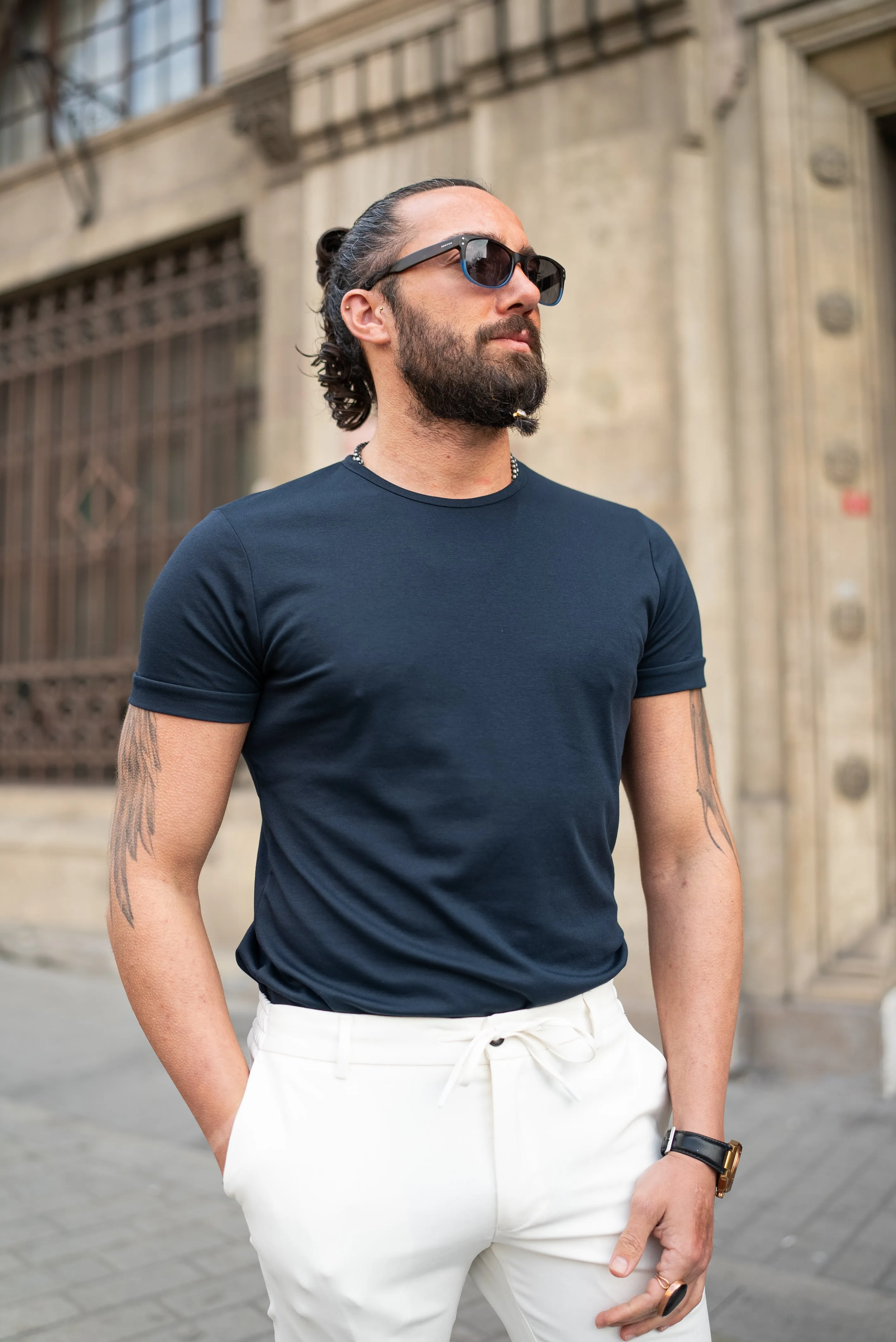 Bojoni Doral Navy Blue Slim Fit T-Shirt