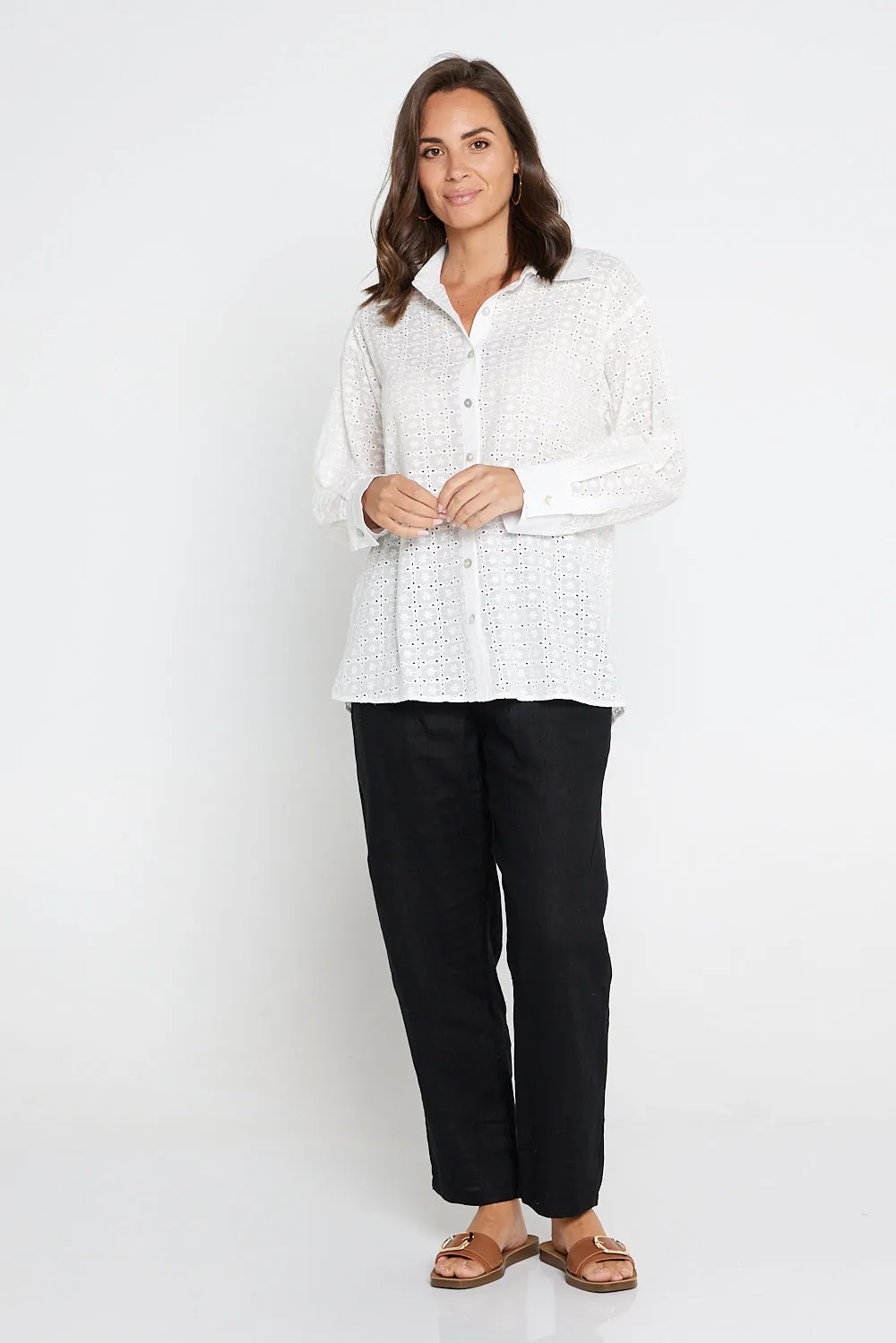 Broderie Anglais Cotton Shirt - Cream