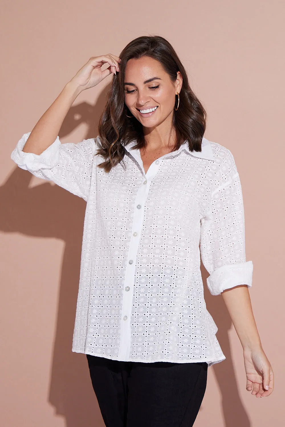 Broderie Anglais Cotton Shirt - Cream