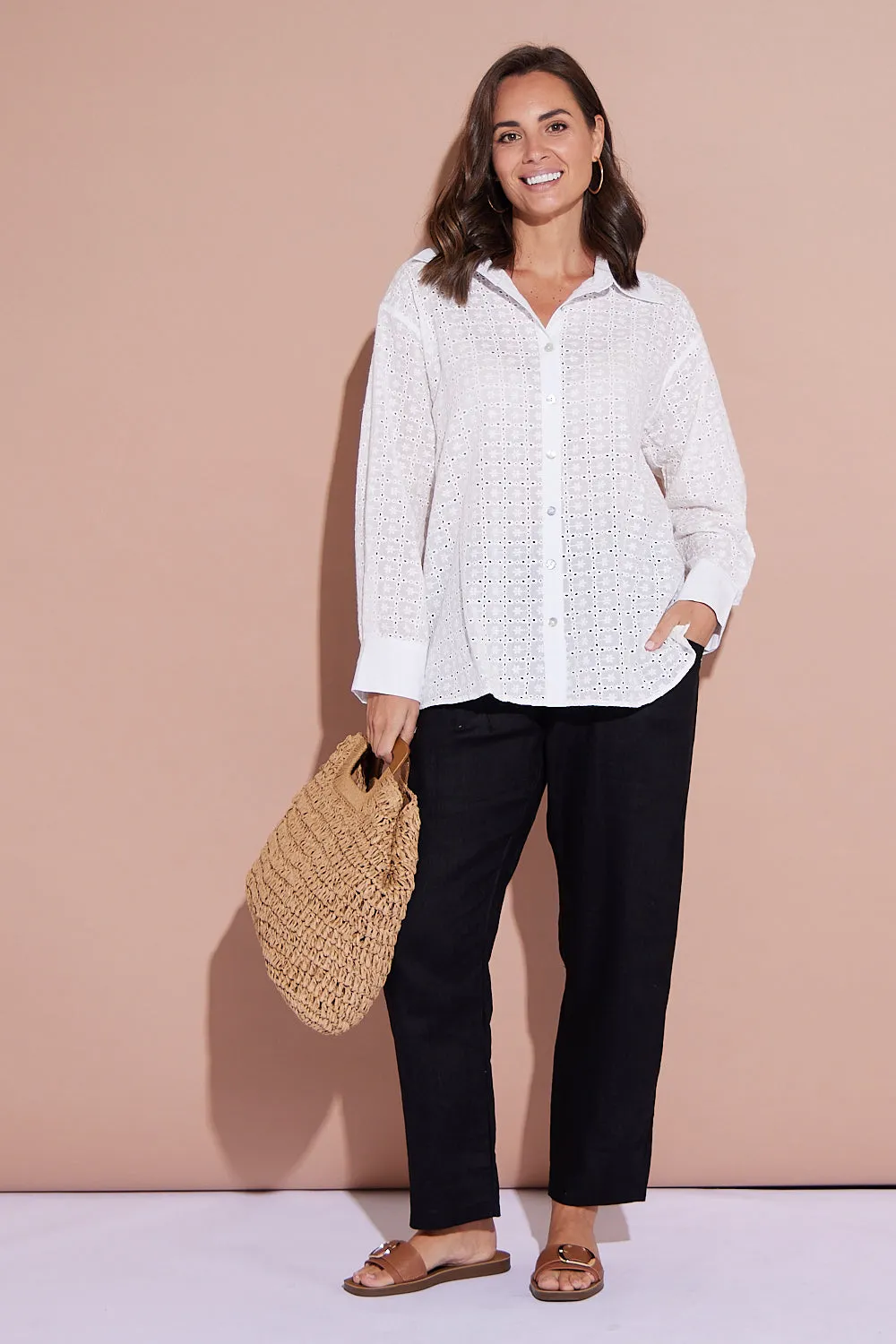 Broderie Anglais Cotton Shirt - Cream