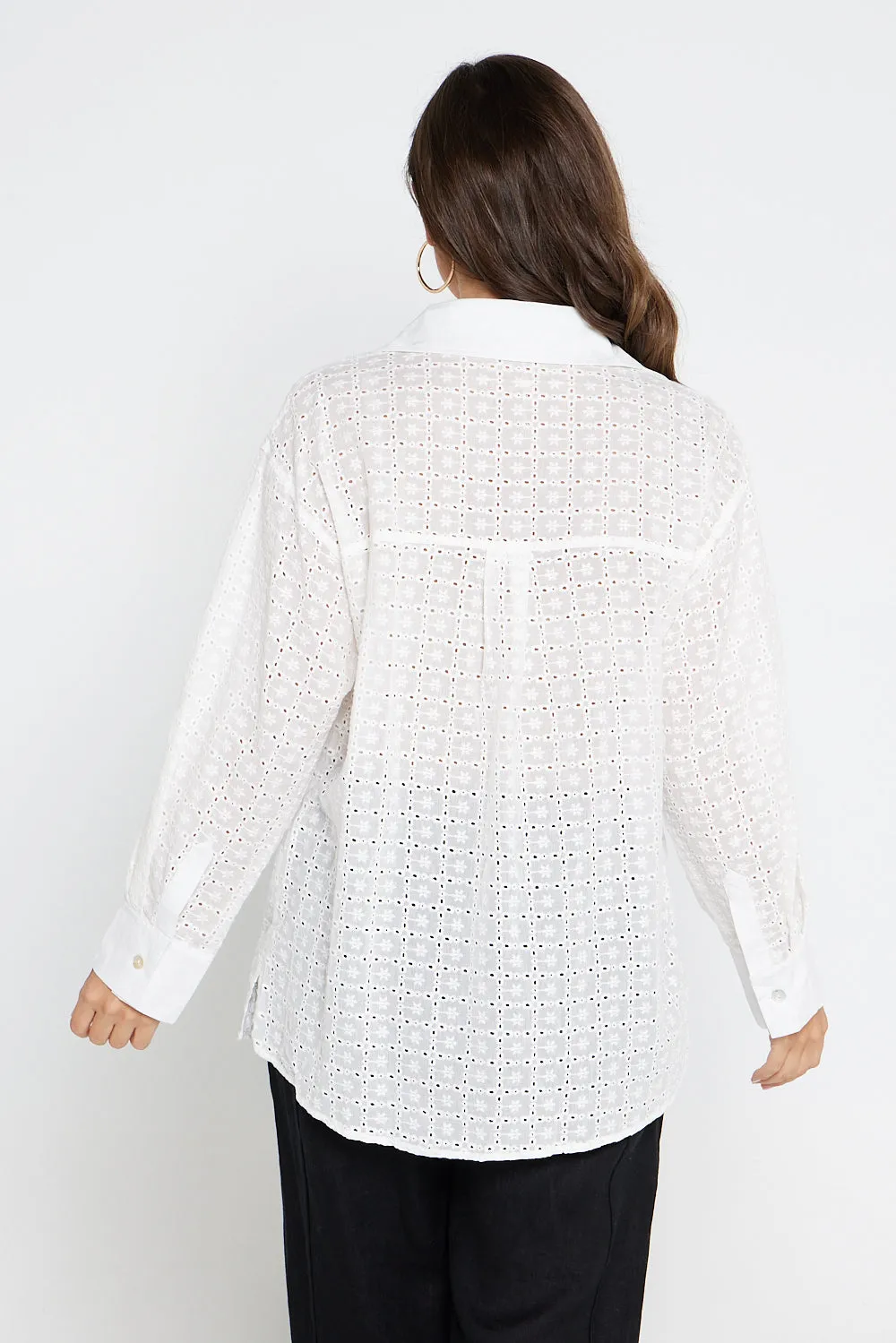 Broderie Anglais Cotton Shirt - Cream