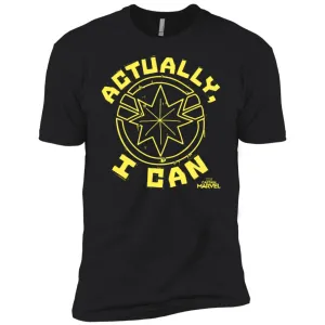 Captain Marvel Actually I Can Yellow Logo Men Short Sleeve T-Shirt