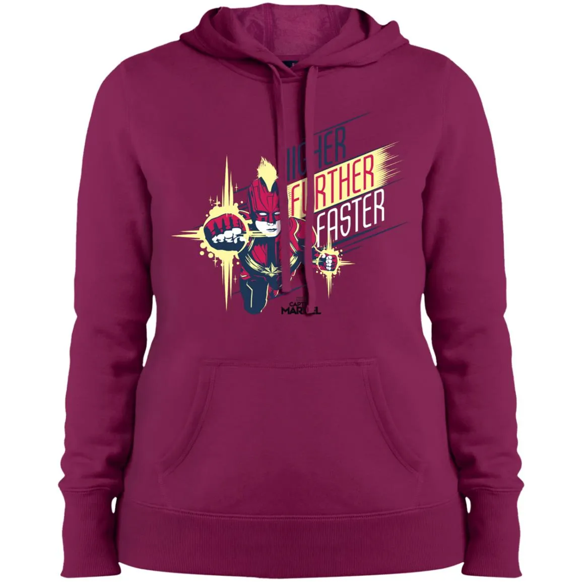 Captain Marvel Higher Further Faster Drawn Women Hooded Sweatshirt