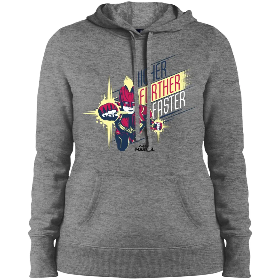 Captain Marvel Higher Further Faster Drawn Women Hooded Sweatshirt