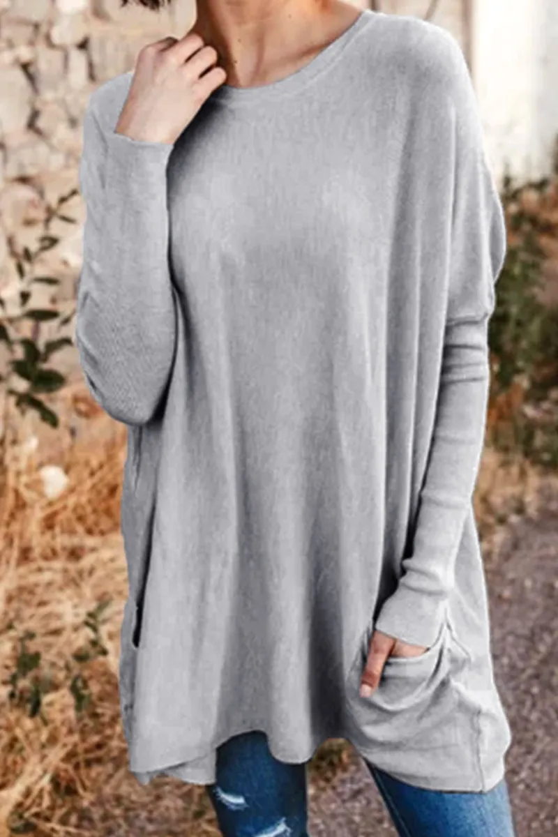 Casual Solid Patchwork O Neck Tops