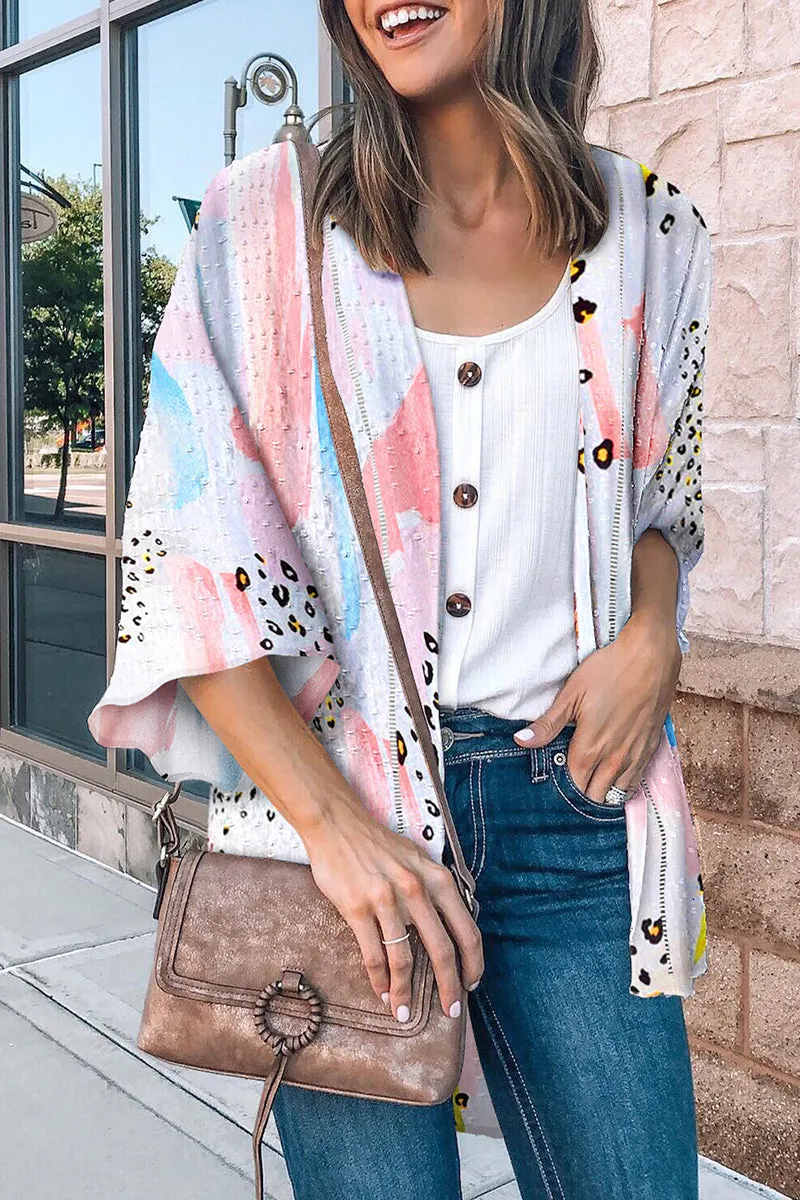 Casual Vacation Print Patchwork Cardigan Collar Tops