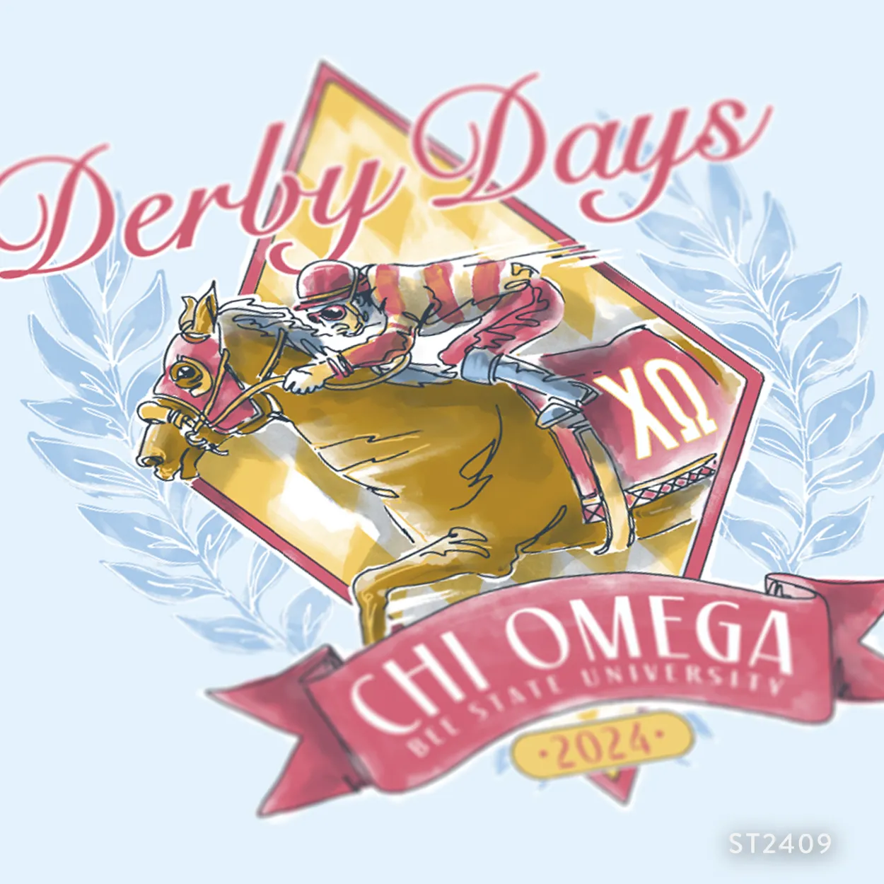 Chi Omega Derby Days Event T-Shirt Design