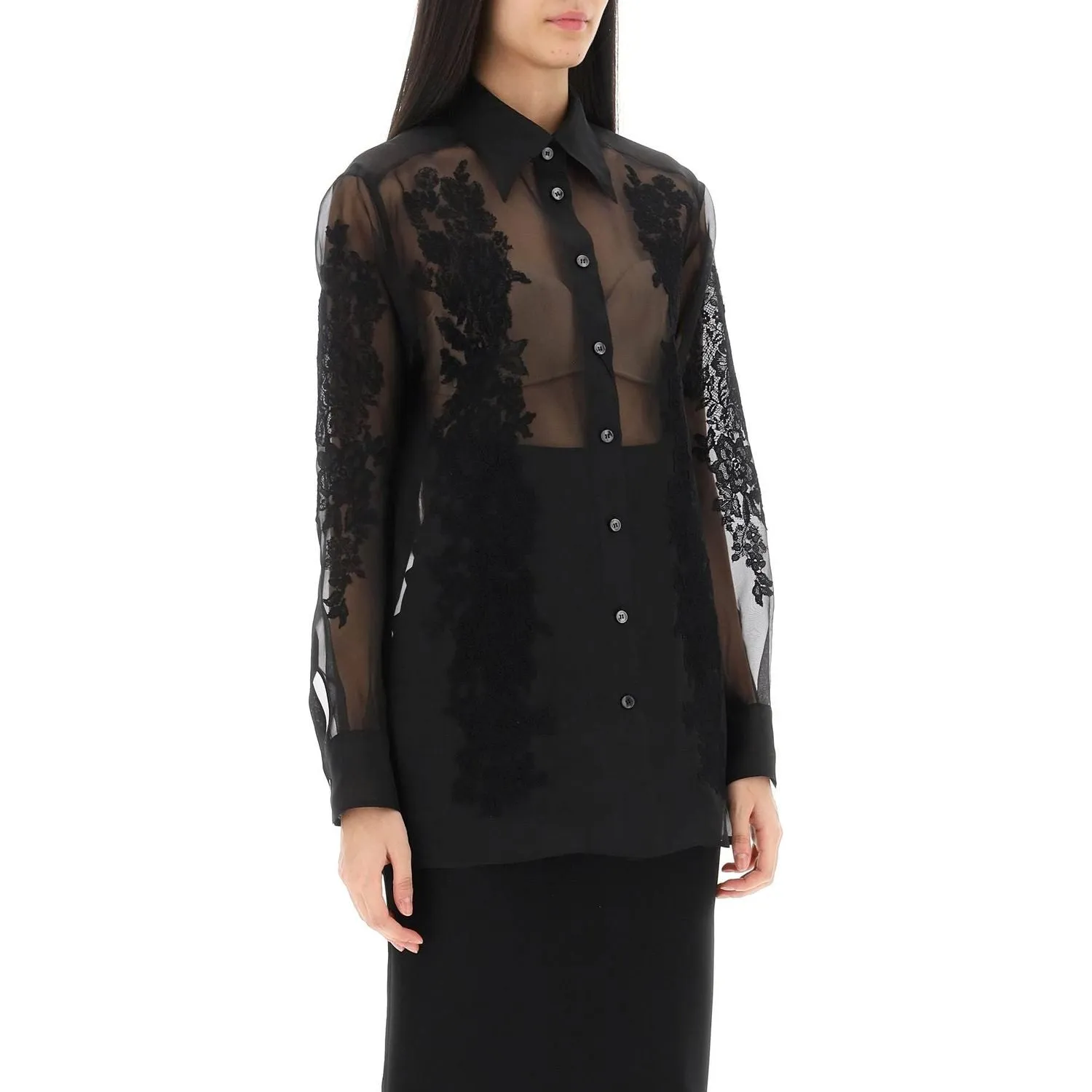 Dolce & Gabbana organza shirt with lace inserts