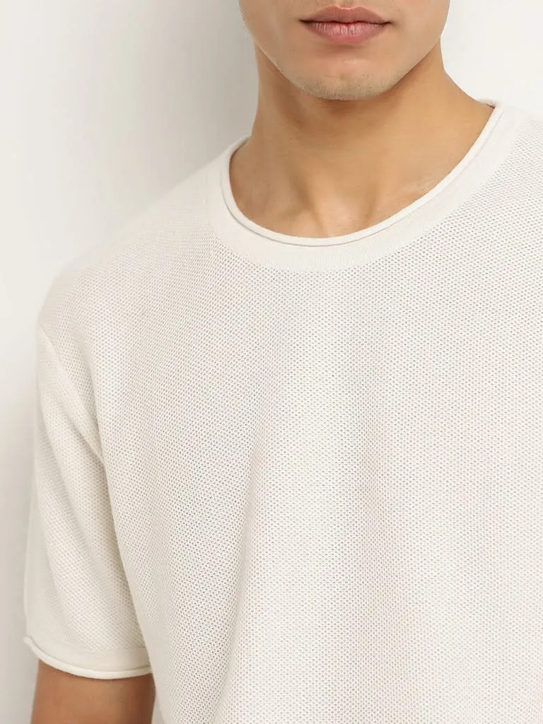 ETA White Knitted Slim Fit T-Shirt