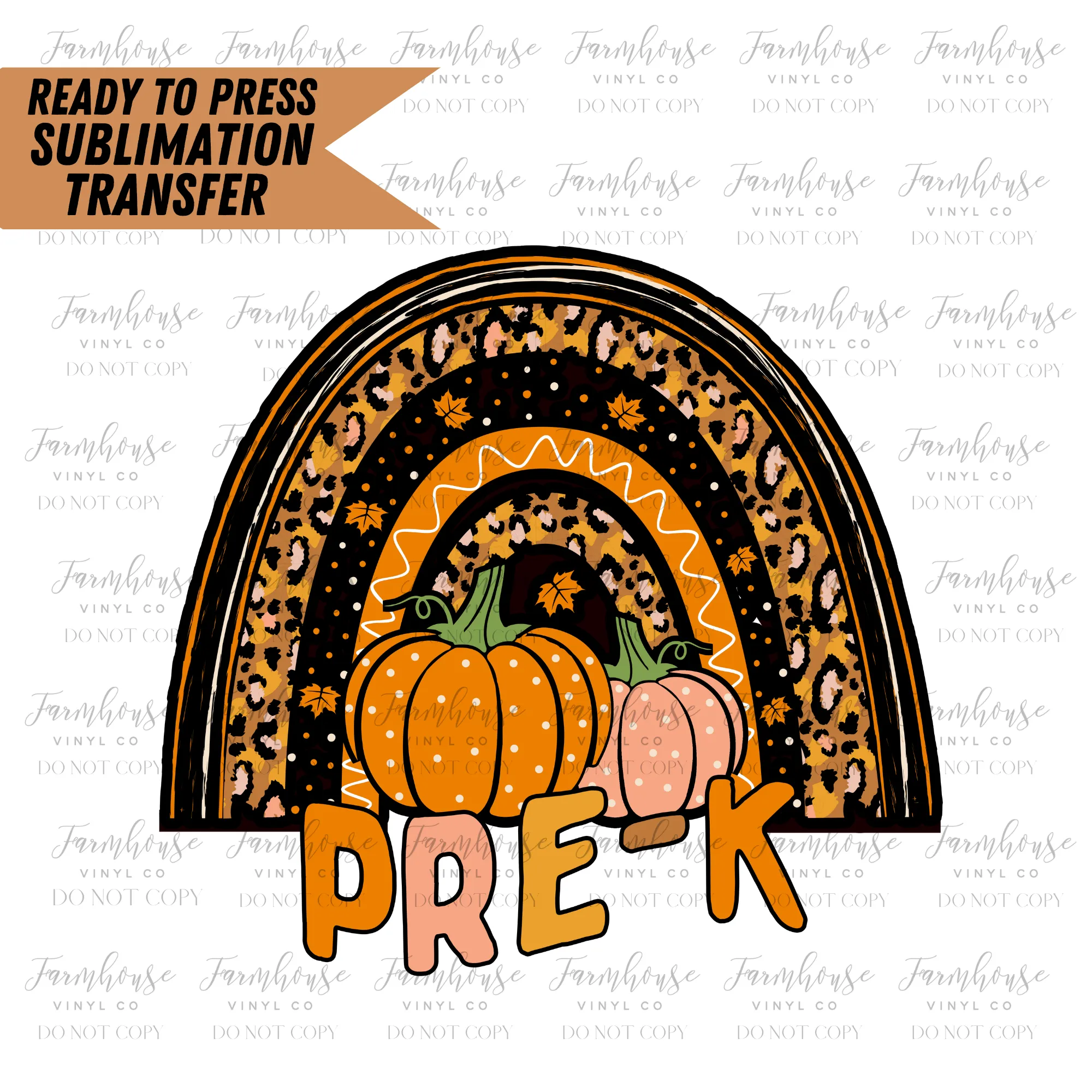 Fall Pumpkin Teacher Rainbow Ready To Press Sublimation Transfer