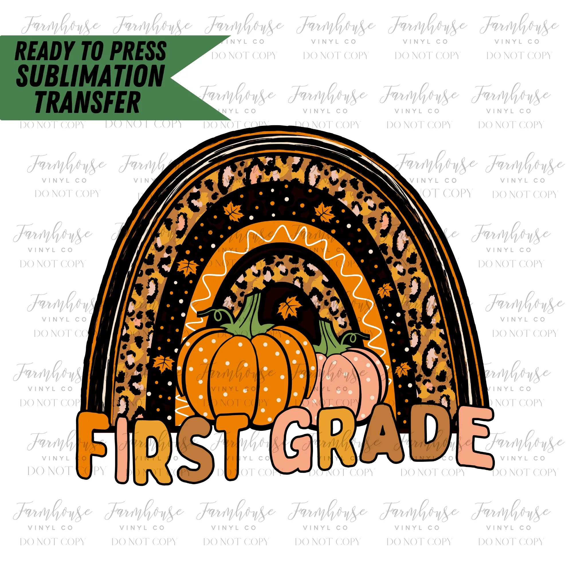 Fall Pumpkin Teacher Rainbow Ready To Press Sublimation Transfer