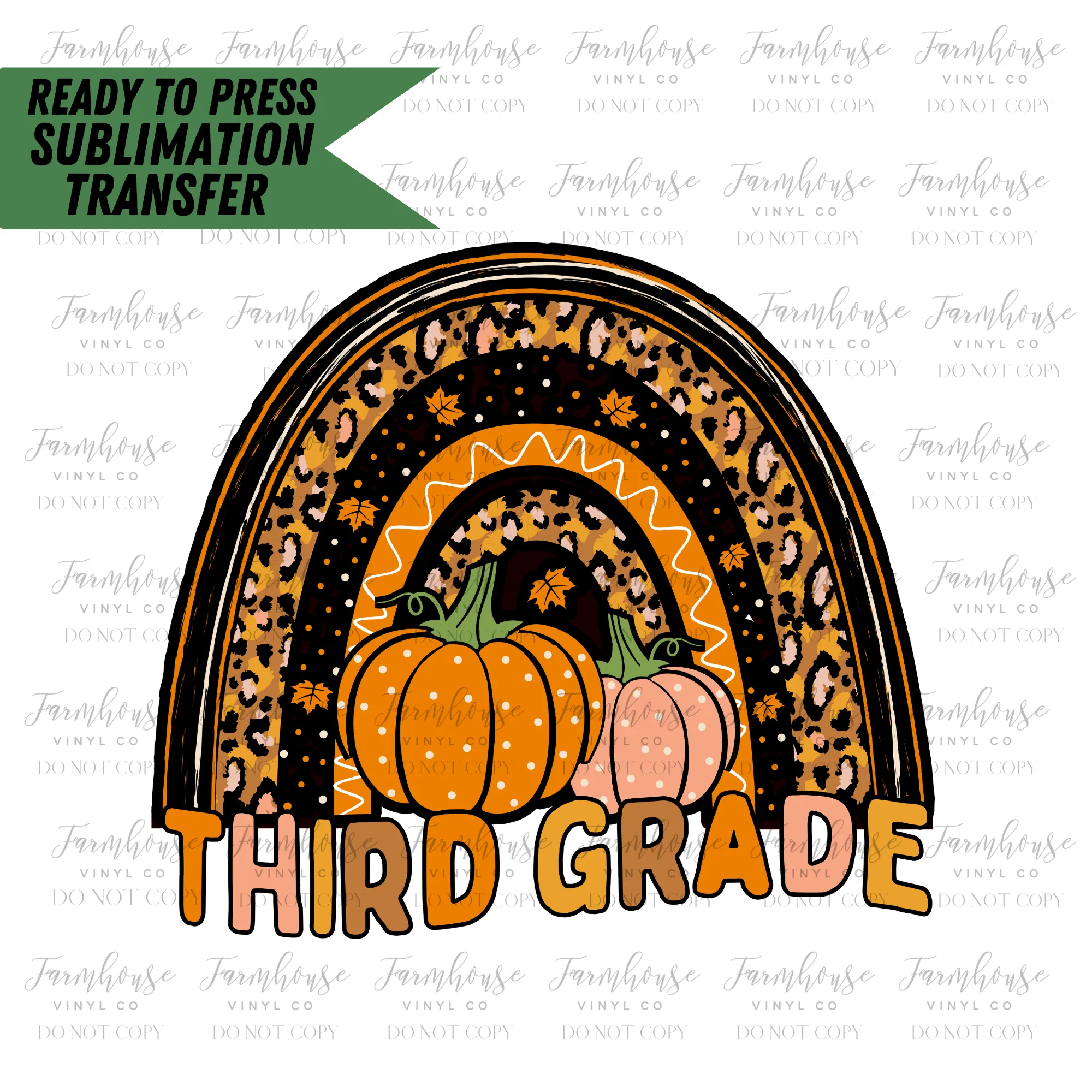 Fall Pumpkin Teacher Rainbow Ready To Press Sublimation Transfer