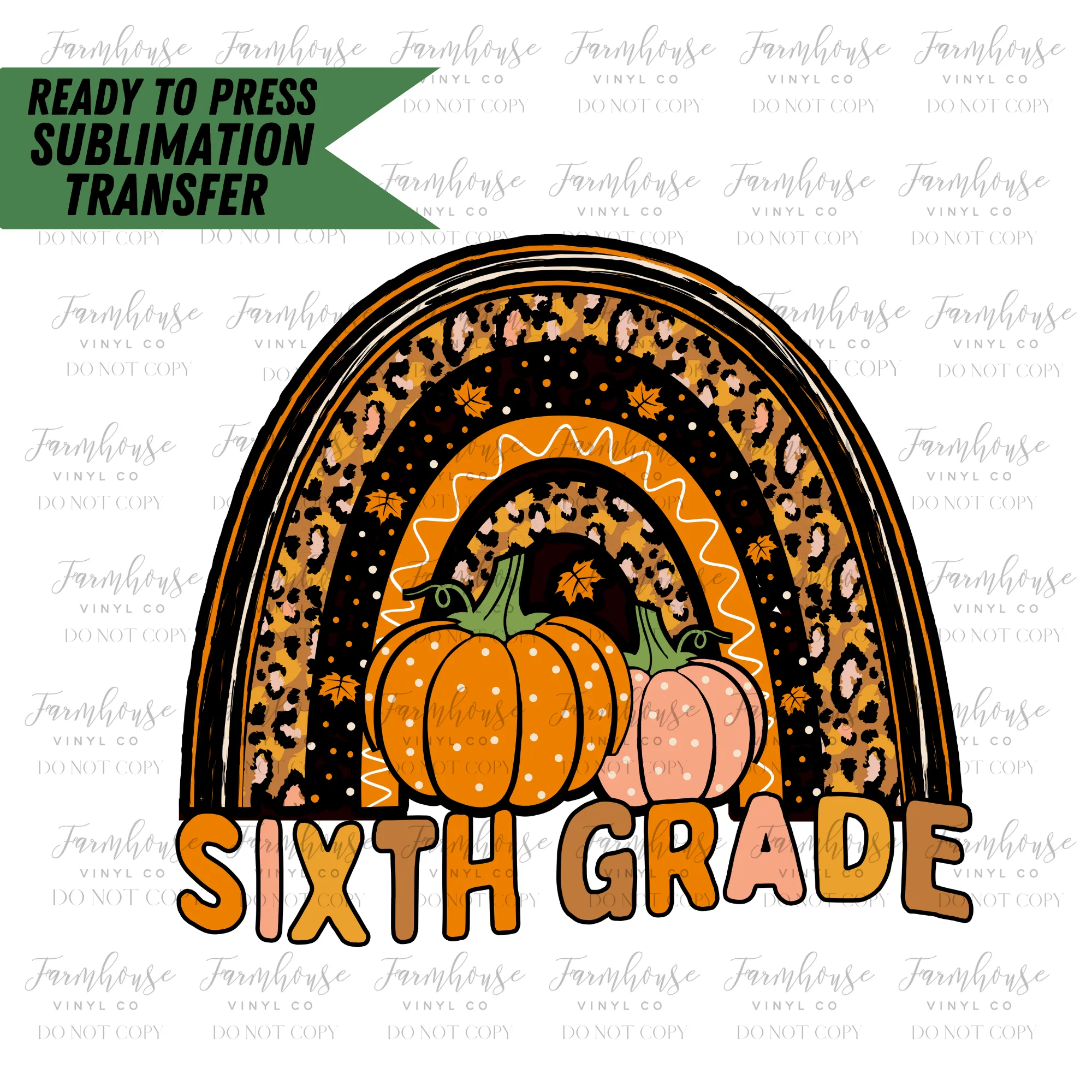 Fall Pumpkin Teacher Rainbow Ready To Press Sublimation Transfer