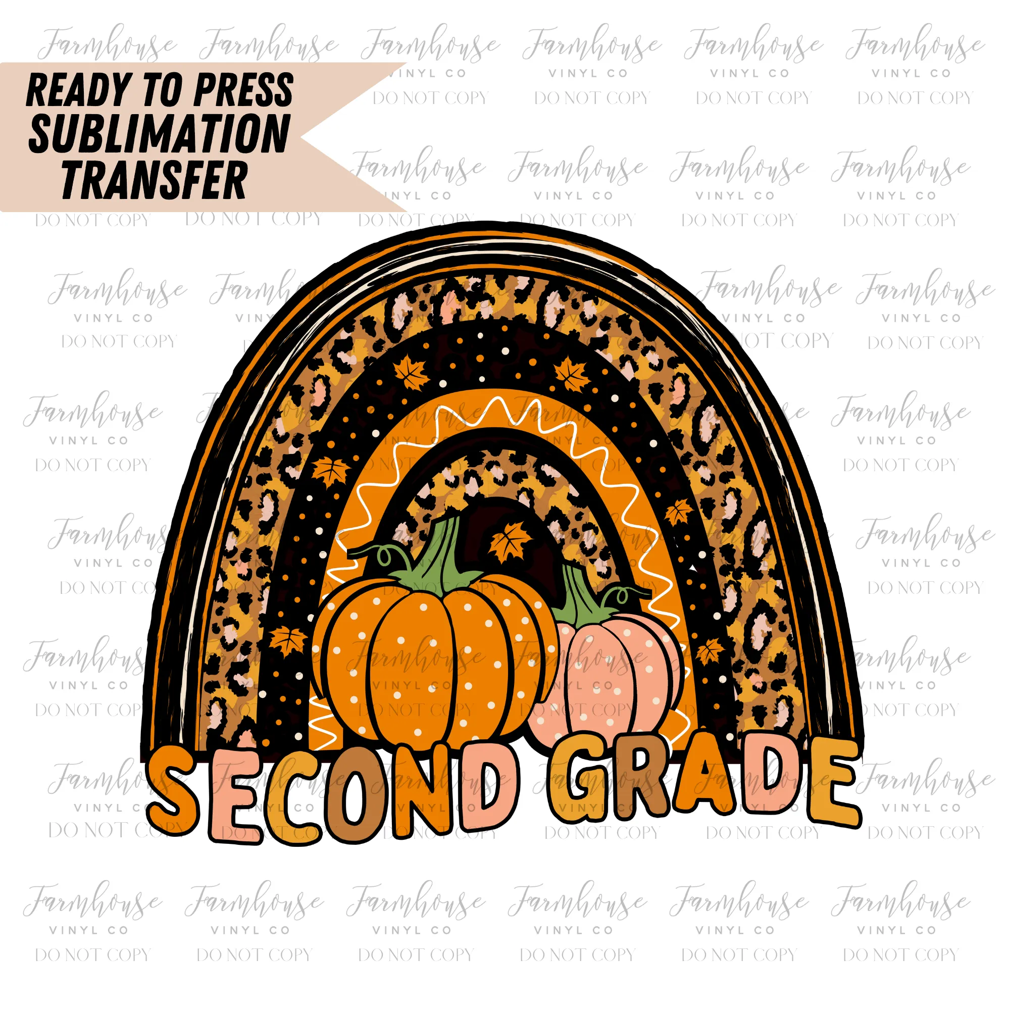 Fall Pumpkin Teacher Rainbow Ready To Press Sublimation Transfer