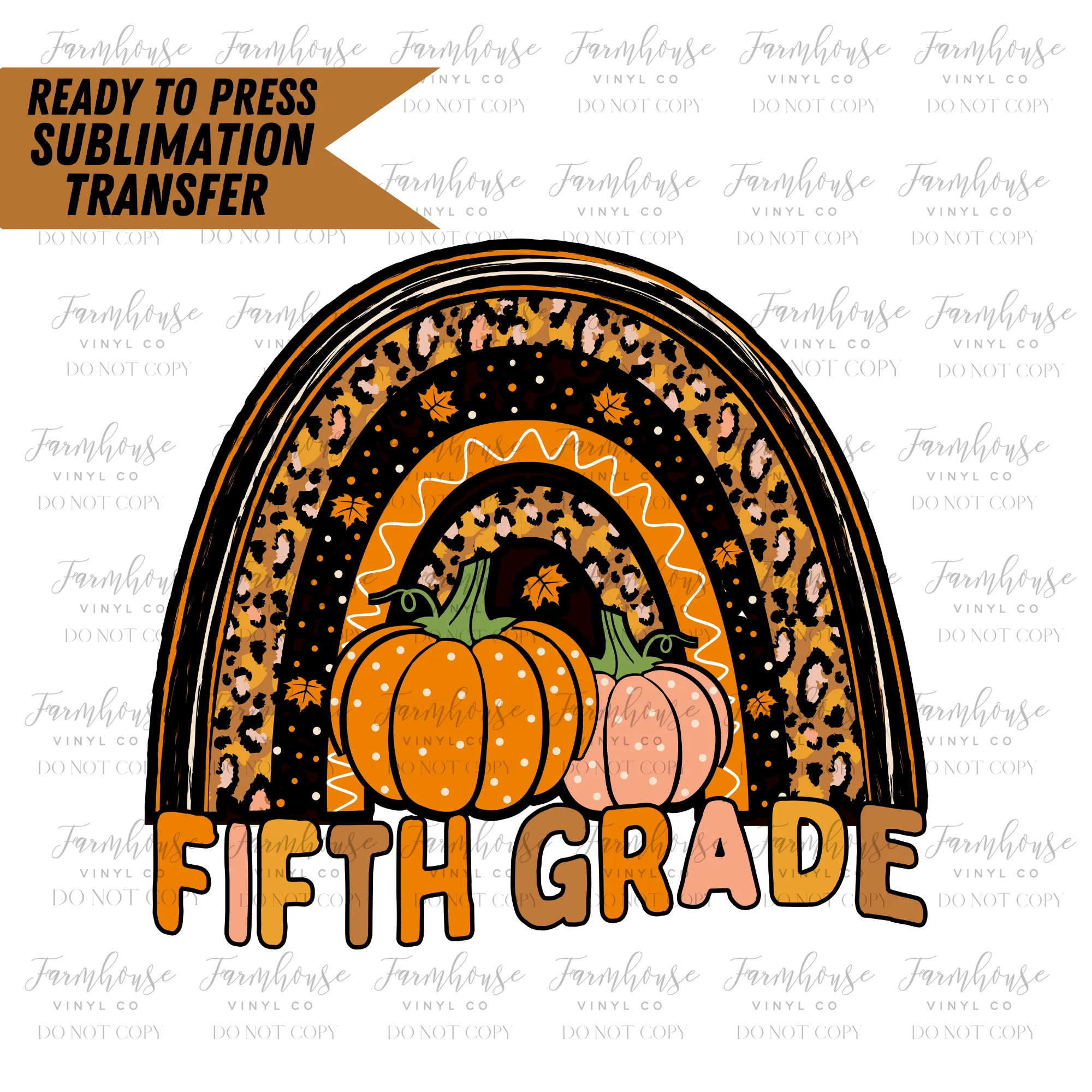 Fall Pumpkin Teacher Rainbow Ready To Press Sublimation Transfer