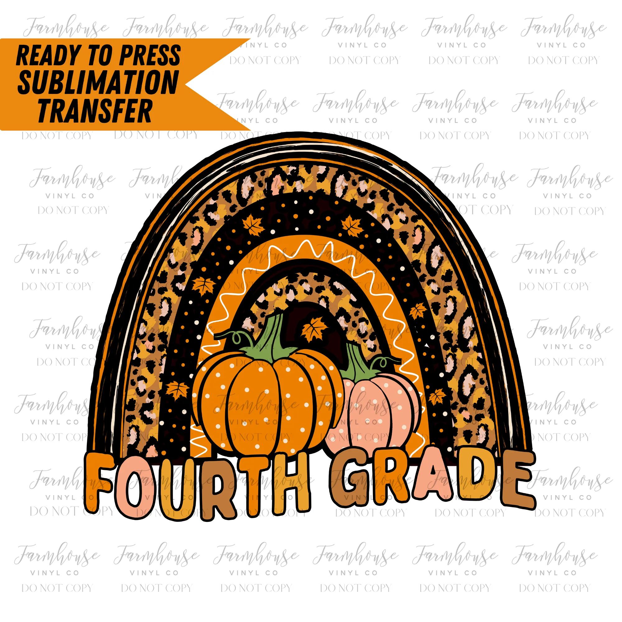 Fall Pumpkin Teacher Rainbow Ready To Press Sublimation Transfer