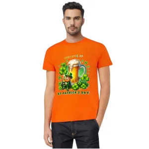 Festive Orange St. Patrick's Day Leprechaun & Shamrock T-Shirt