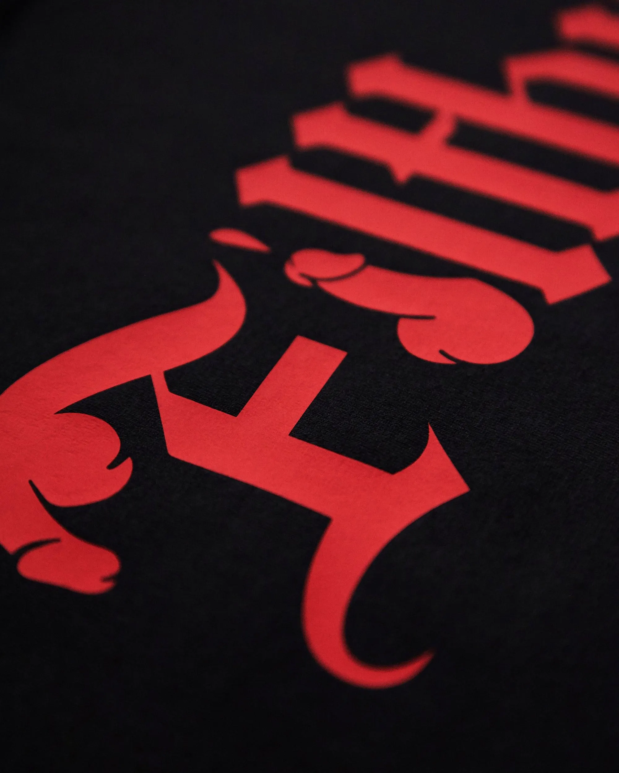 Filthy, red on black - mens crop top.