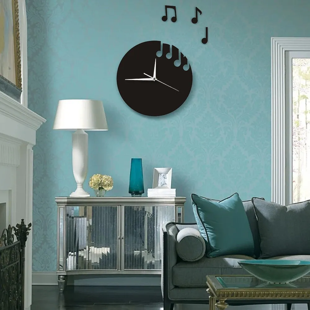 Floating Music Notes Wall Art Musical Notes Flew From The Clock Sheet Music Modern Wall Clock Musicians Rock n Roll Crafty Gift