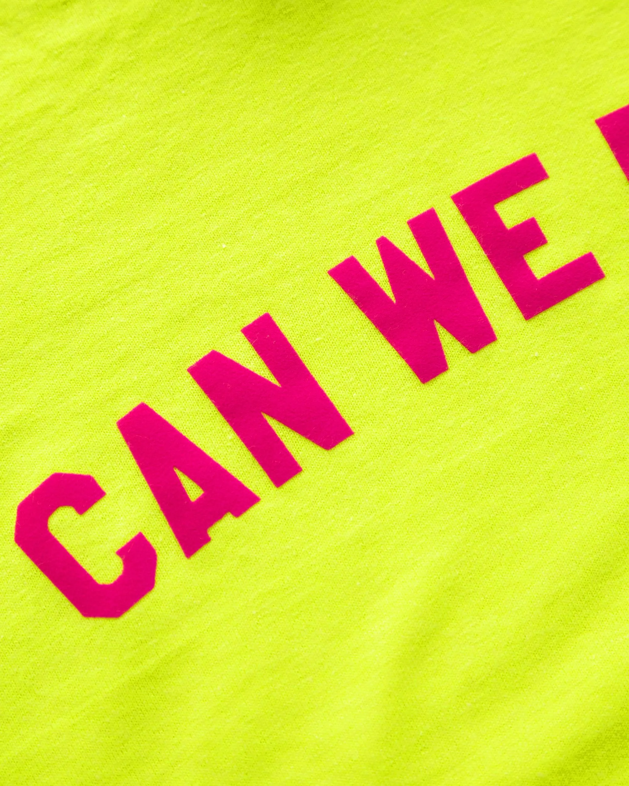 Fluorescent pink flock can we fu*k - Fluorescent yellow crop top