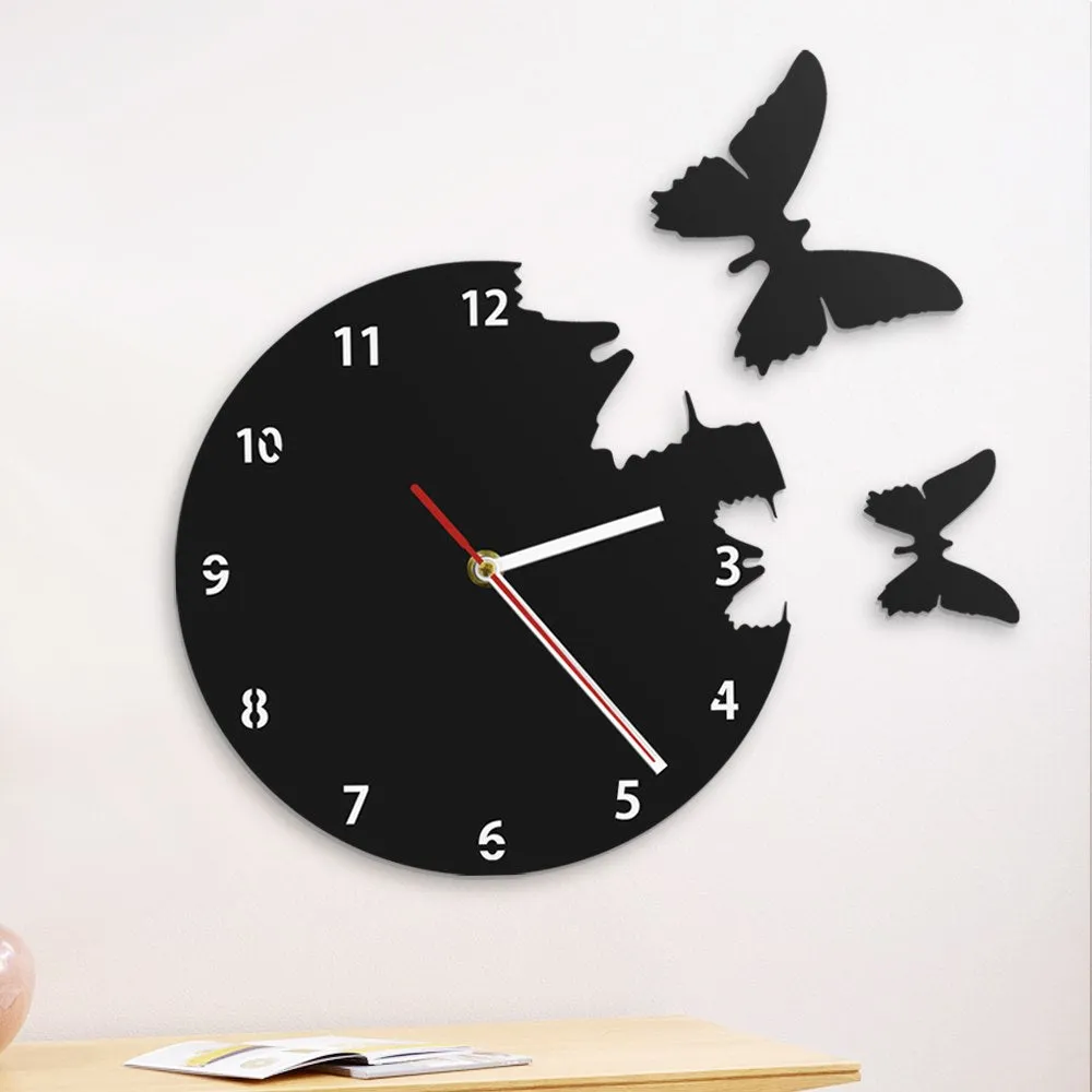 Flying Butterflies Wall Clock Abstract Nature Wall Art Home Decor Wall Clock Butterfly Espcape Flew Away Modern Wall Clock