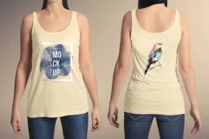 Free Women Wearing a Tank Top Shirt (Front and Back View)