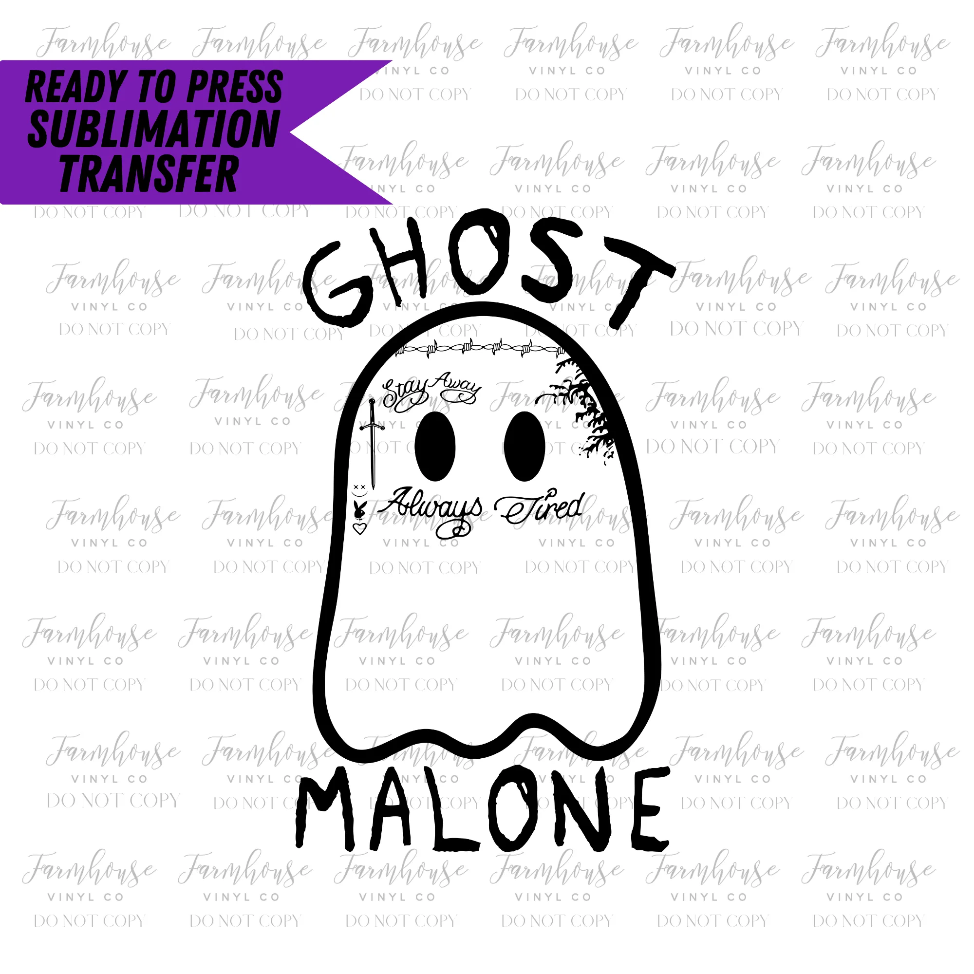 Ghost Malone Ready to Press Sublimation Transfer Design