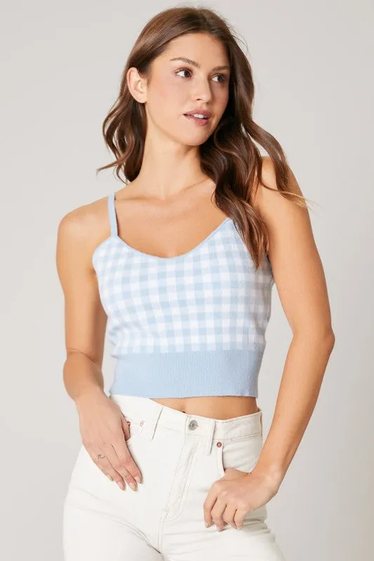 Gingham Knit Crop Tank