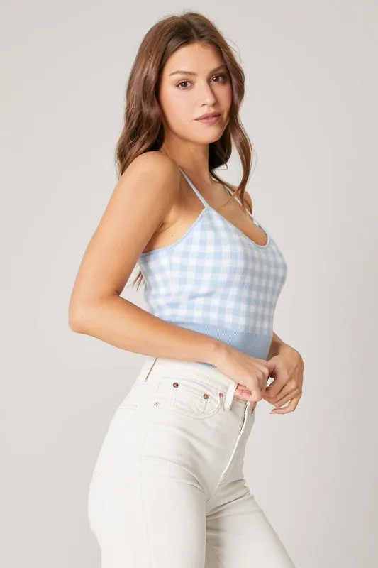 Gingham Knit Crop Tank